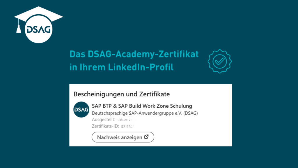 DSAG-Academy: bei  Zertifizierung Badge für LinkedIn